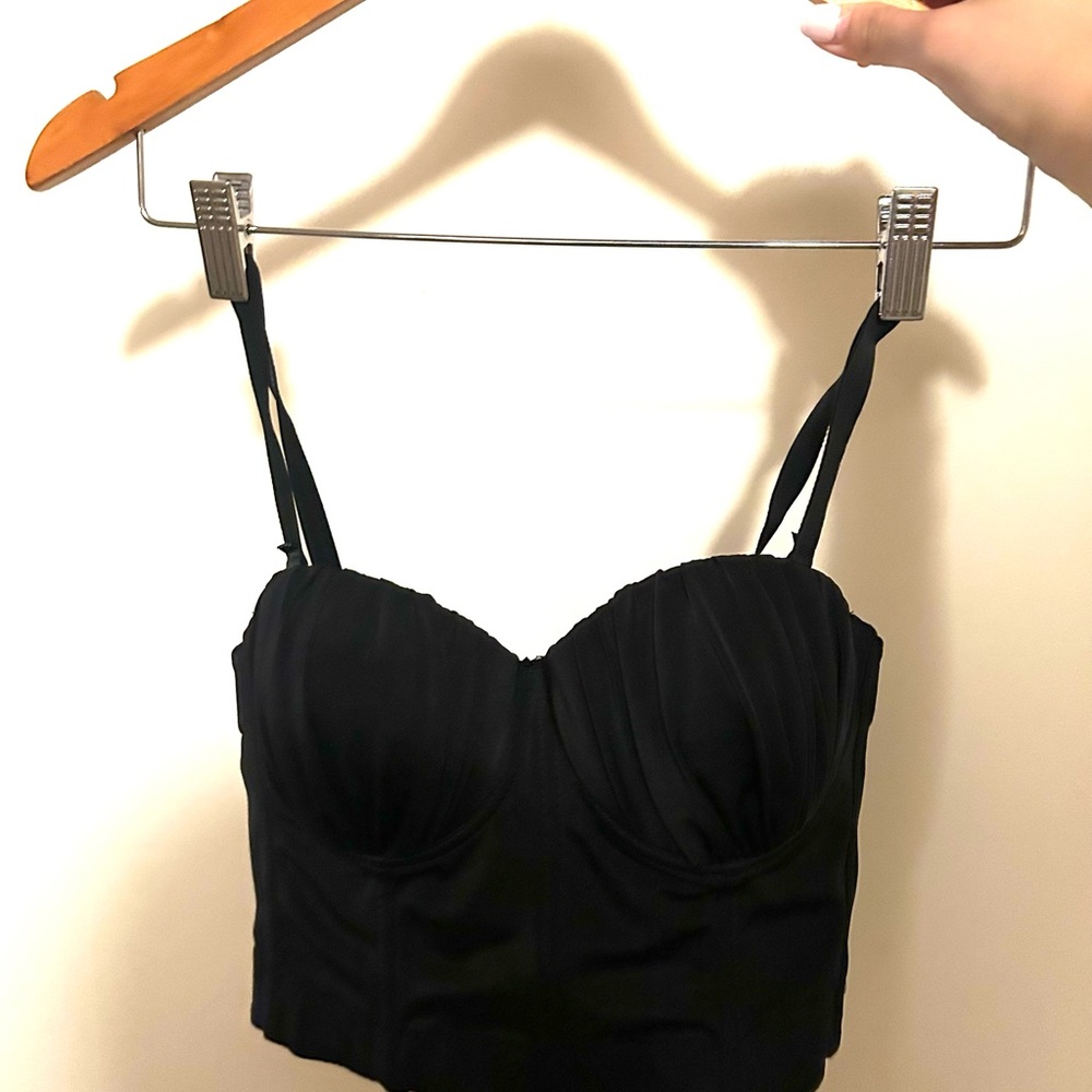Black Strappy Bustier Top (Structured corset)